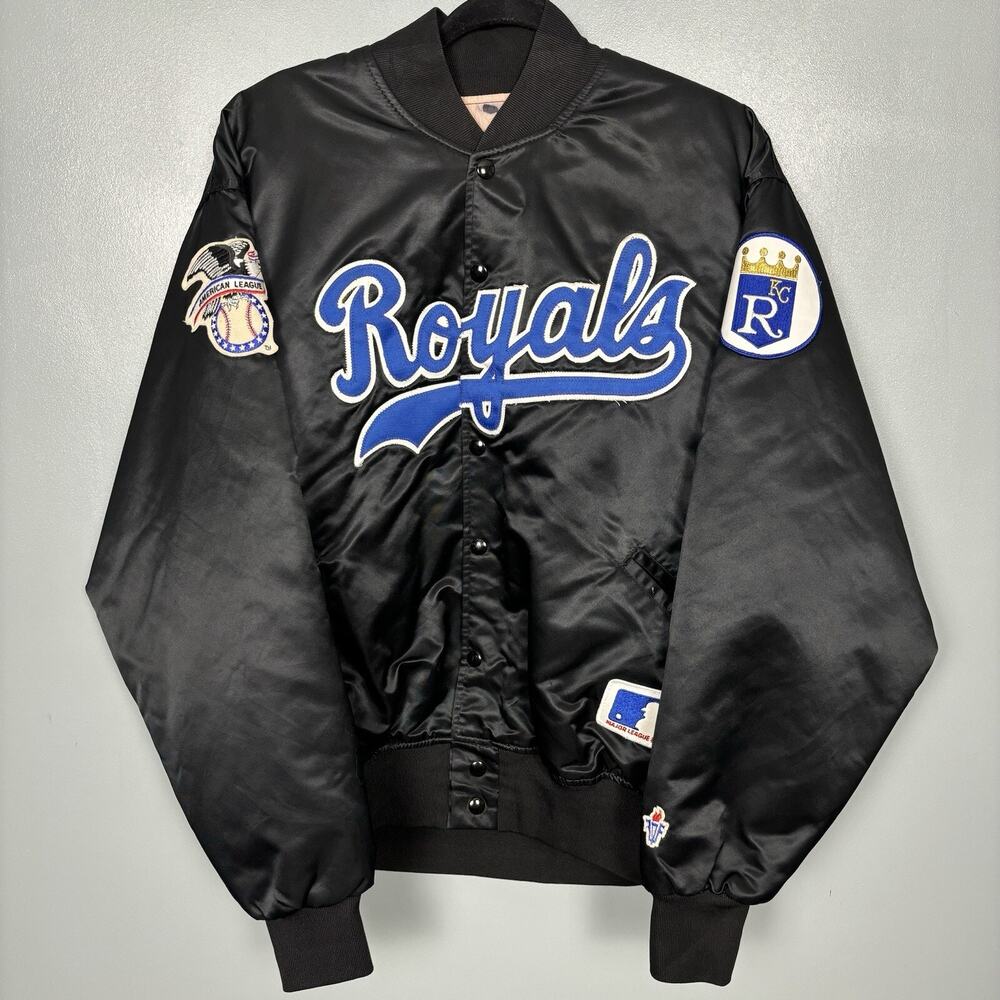 Vintage Kansas City Royals Felco Stadium Bomber Jacket Rare 1990’s Black XL KC